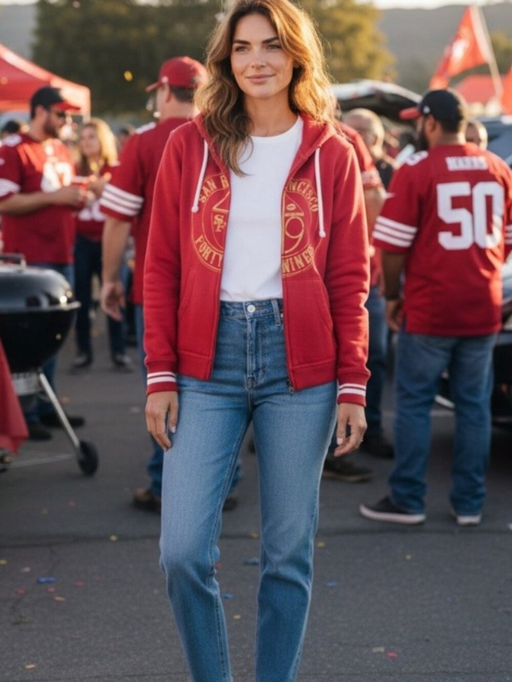 🏈 Vintage Vibe! Mitchell & Ness San Francisco 49ers Distressed Full-Zip Hoodie